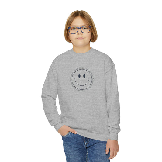 Youth Gray Pirate Smiley Face Crewneck Sweatshirt