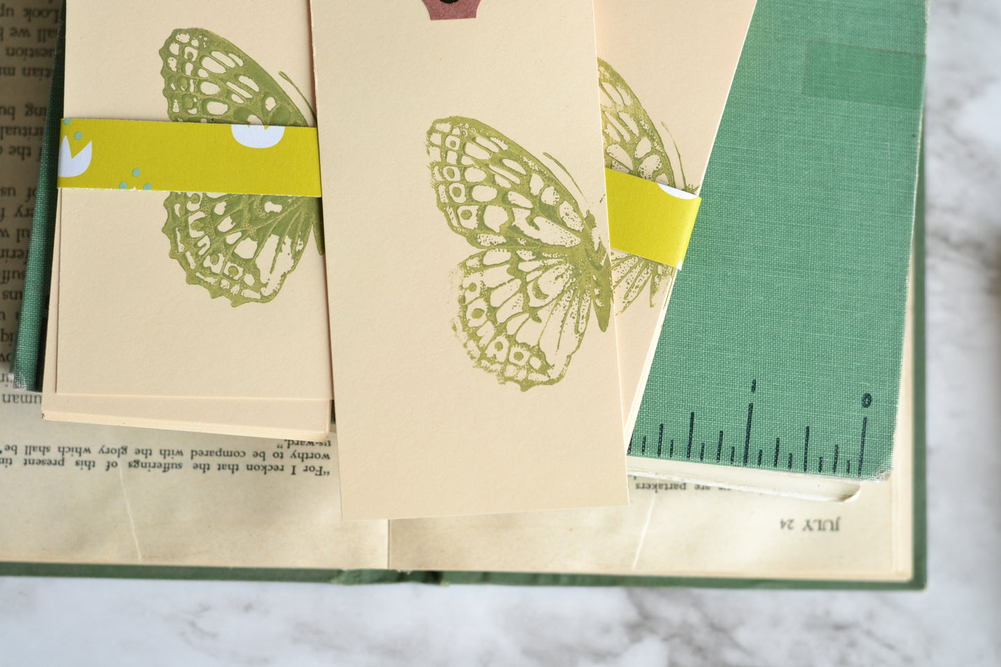 Set of 10 Stamped Shipping Tags - butterfly