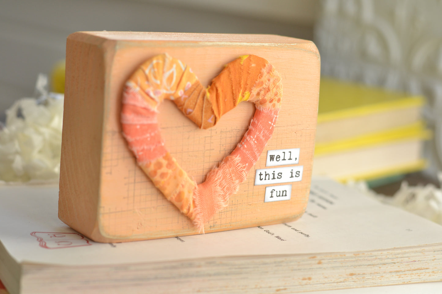 Peach 'This is Fun' Chunky Wood Sign - C21