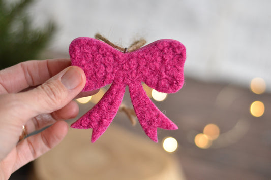 Fuchsia Boucle Bow Ornament