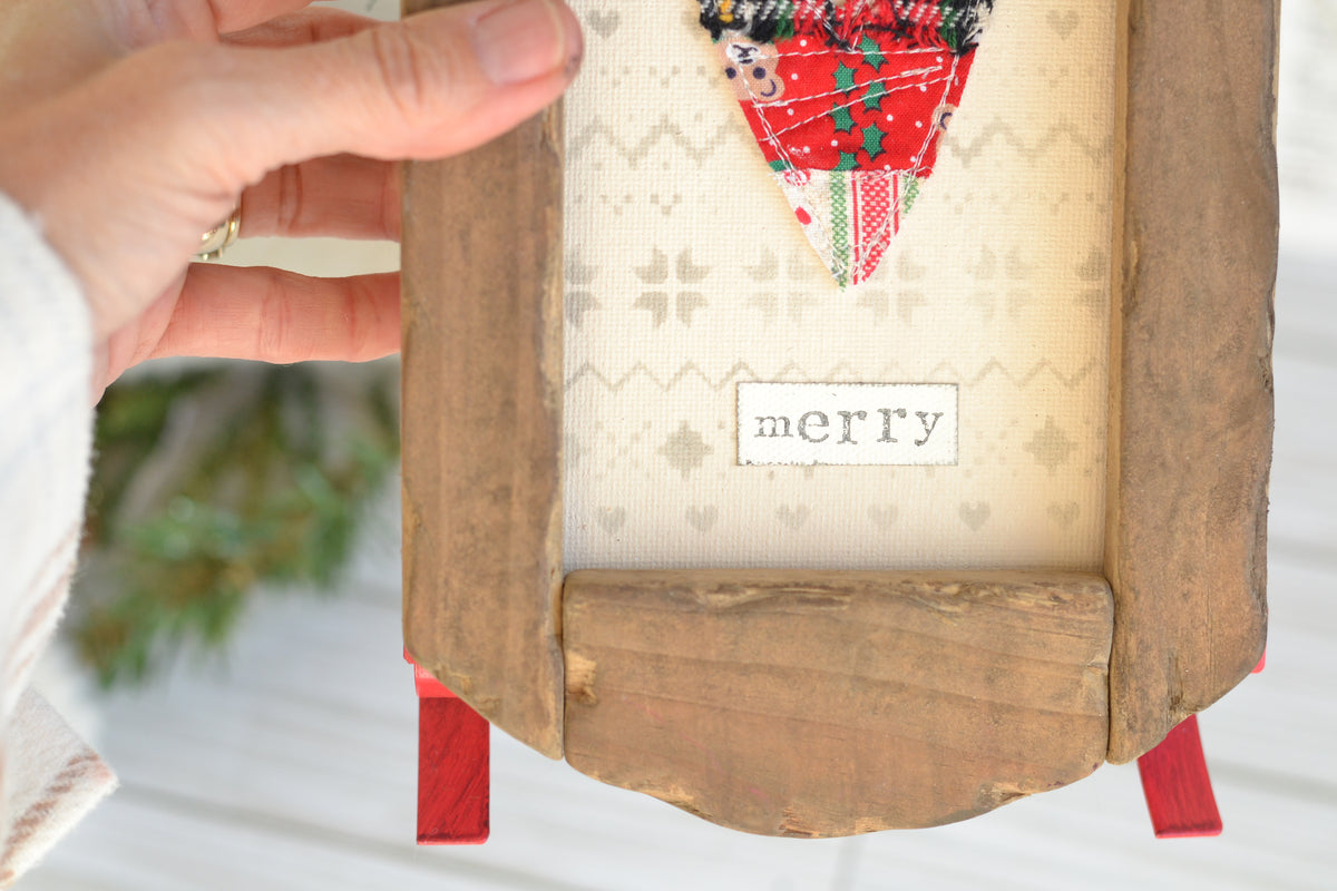 Sled Frame with Quilted Heart Canvas