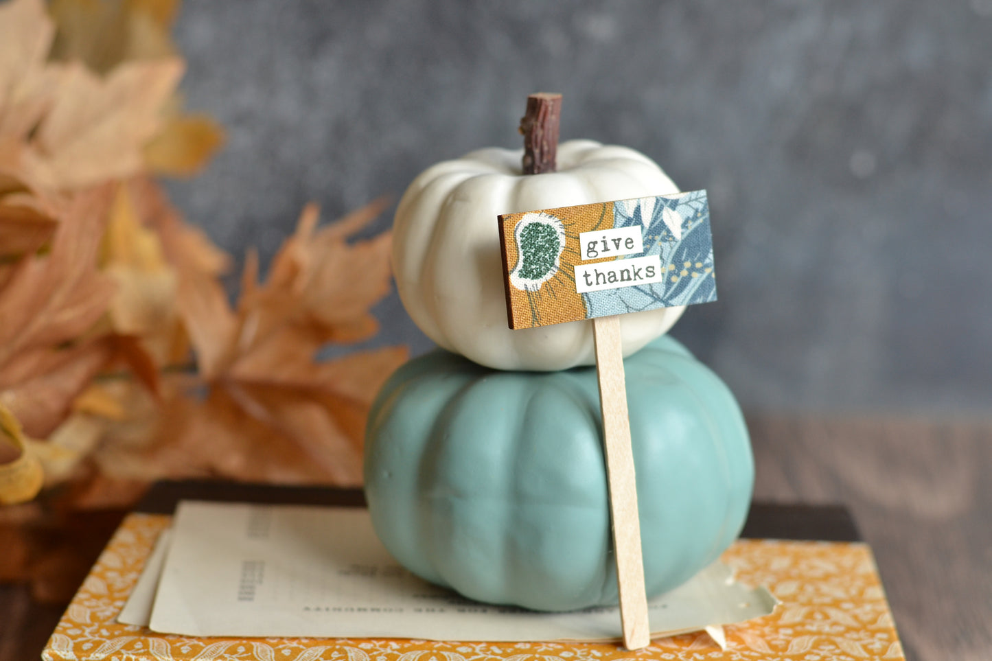 Stacked Blue + White Pumpkins - A18