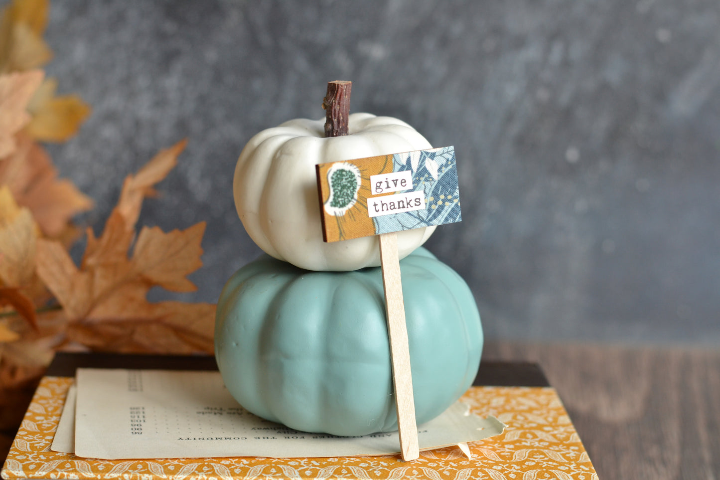 Stacked Blue + White Pumpkins - A18