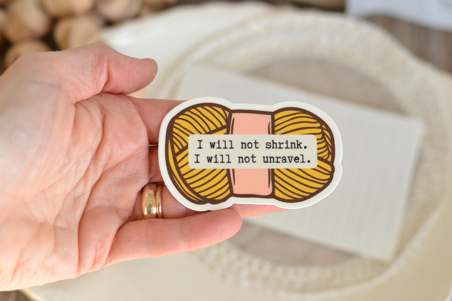Gold Yarn Sticker - *stickers ship free*