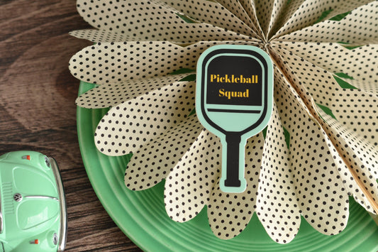 Mint and Yellow Pickleball Squad Sticker