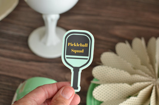 Mint and Yellow Pickleball Squad Sticker