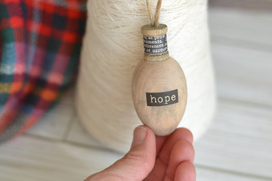 Wood Bulb HOPE Ornament (with black)
