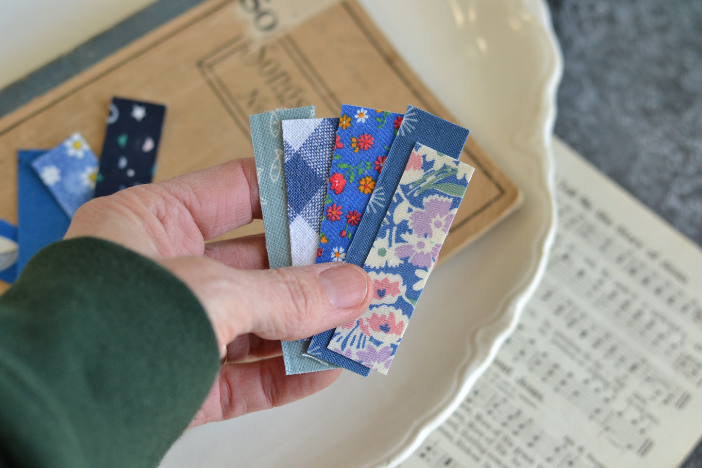 10 Pieces of Blue Fabric Washi Tape