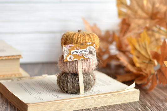 Large Yarn Pumpkin Stack - Grateful Y7