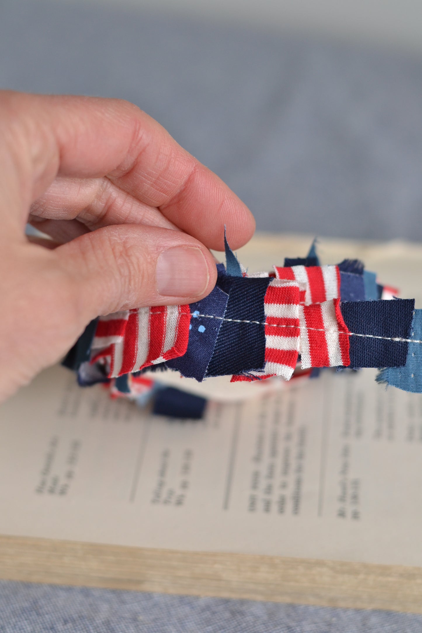Patriotic Fabric Scrap Ribbon - 1 Yard