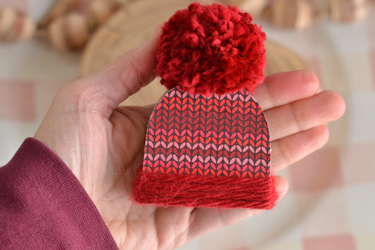 Mini Red Sweater Print Winter Beanie