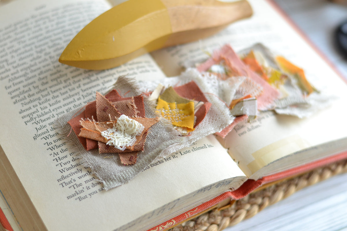 Fabric Tidbit Embellishments - Set of FIVE