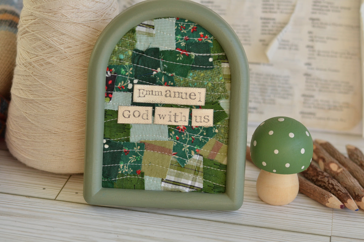 FRAMED Emmanuel Confetti Quilted Sign - frame included G37