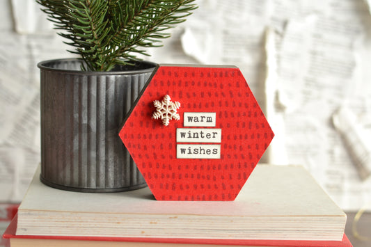Warm Winter Wishes Red Hexagon