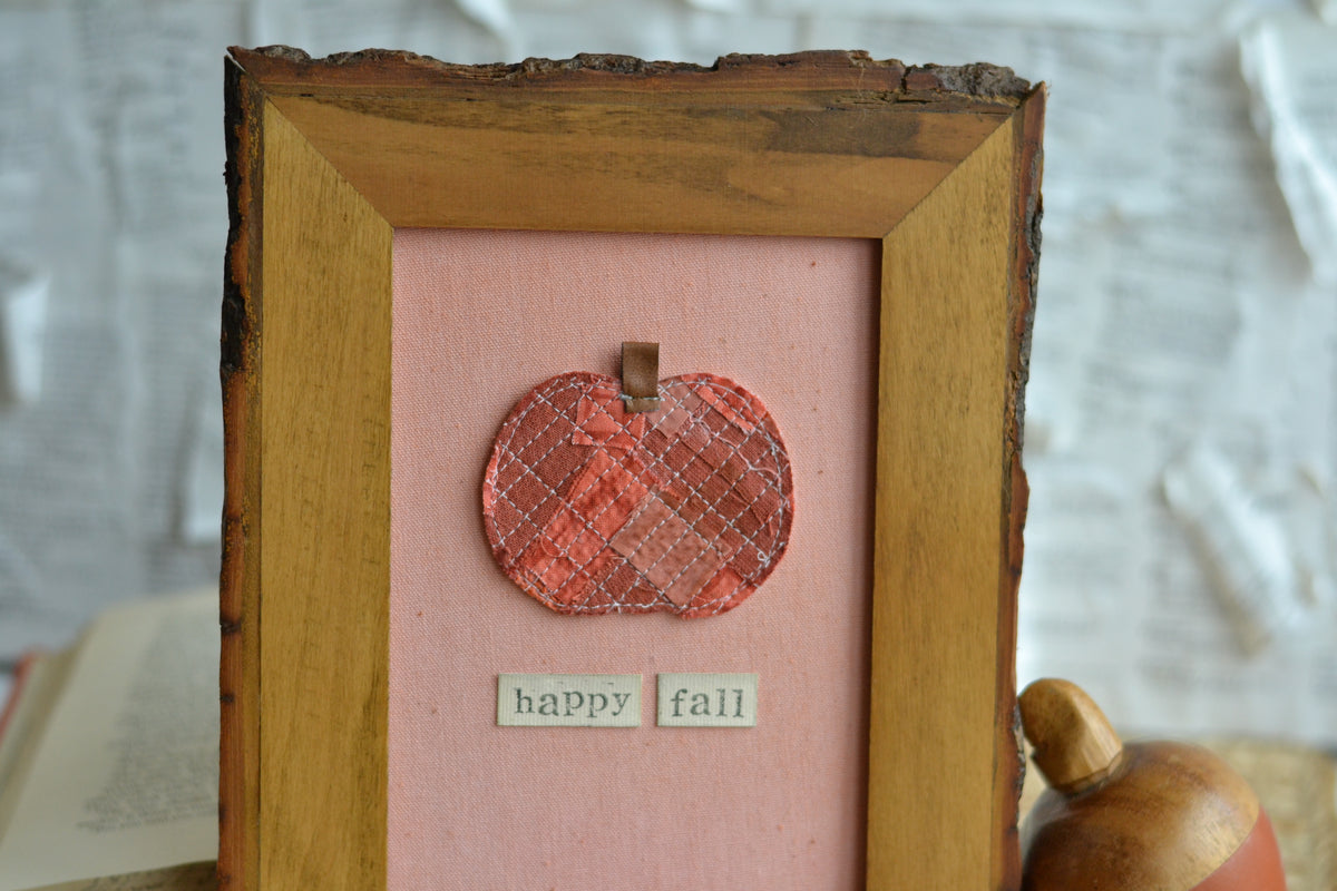 5x7 Textile Art Print - Happy Fall *frame not included*