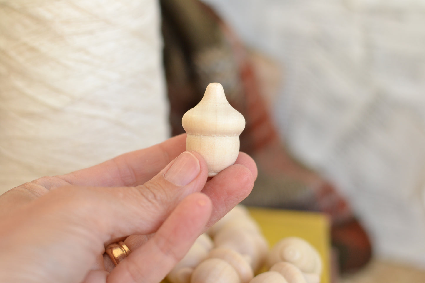 Unpainted Wood Acorns - Set of 10