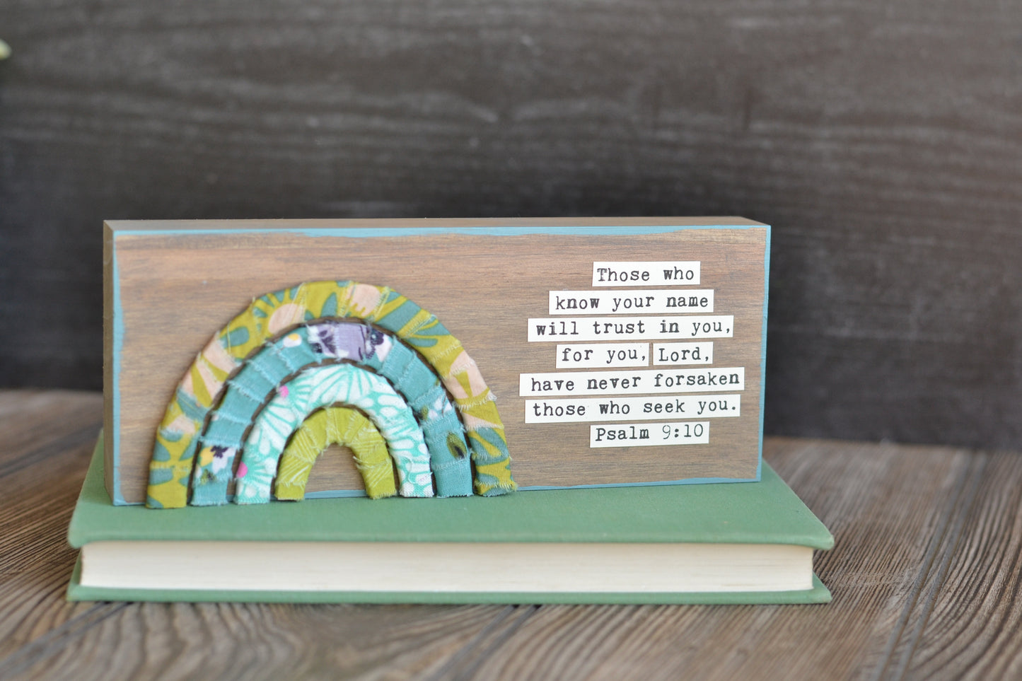 Wrapped Rainbow Wood Sign