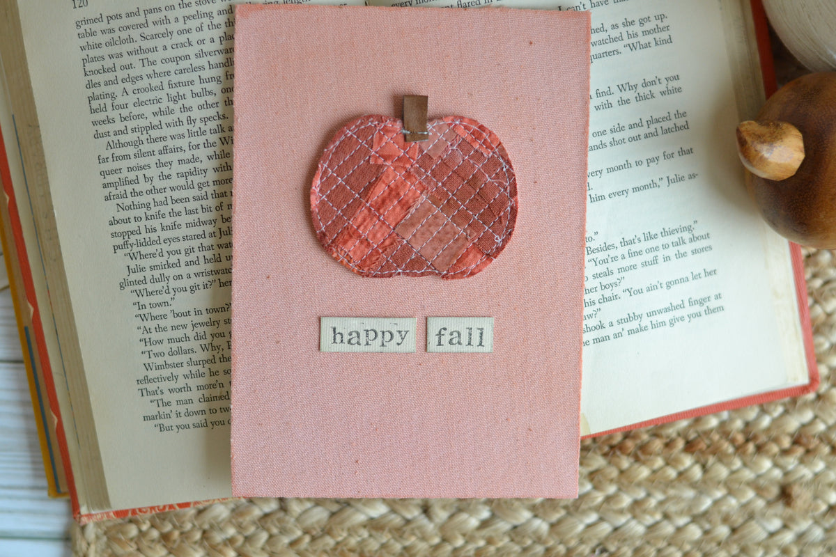 5x7 Textile Art Print - Happy Fall *frame not included*