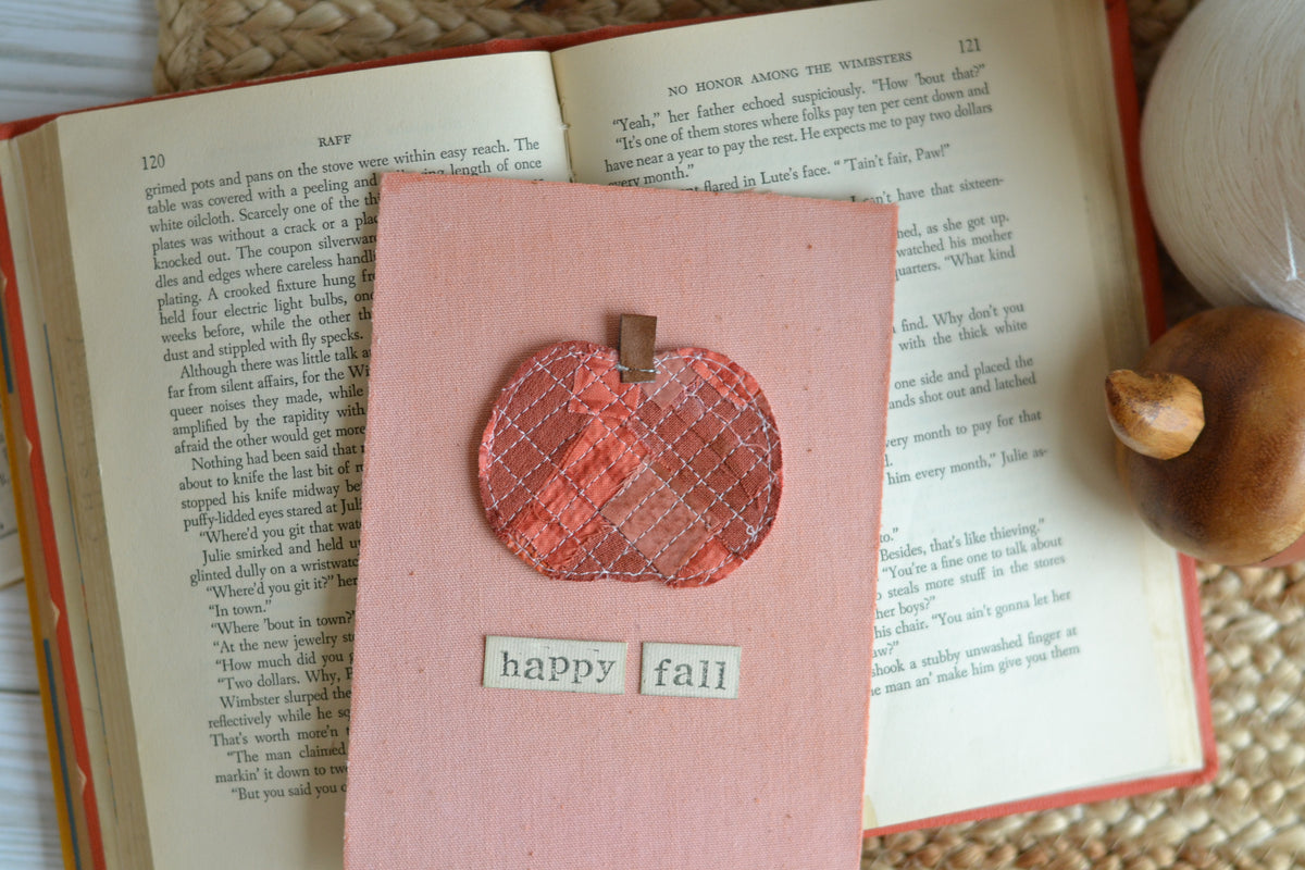 5x7 Textile Art Print - Happy Fall *frame not included*