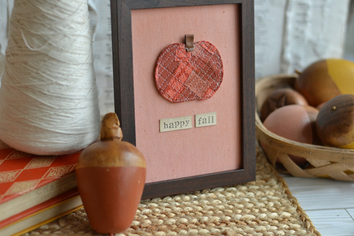 5x7 Textile Art Print - Happy Fall *frame not included*