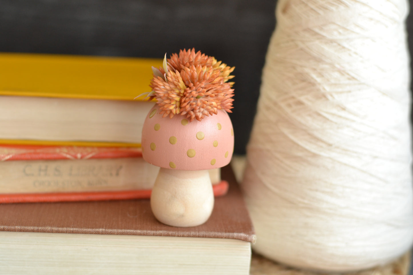 Blush Floral Wood Mushroom - F16
