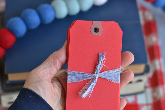 Set of 10 blank red shipping tags