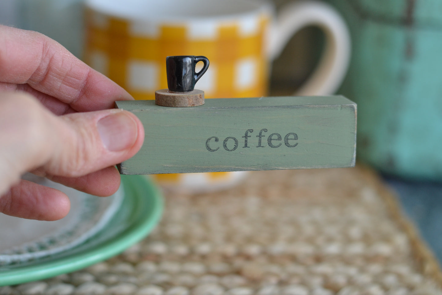 Sage Green Mini Wood Coffee Sign