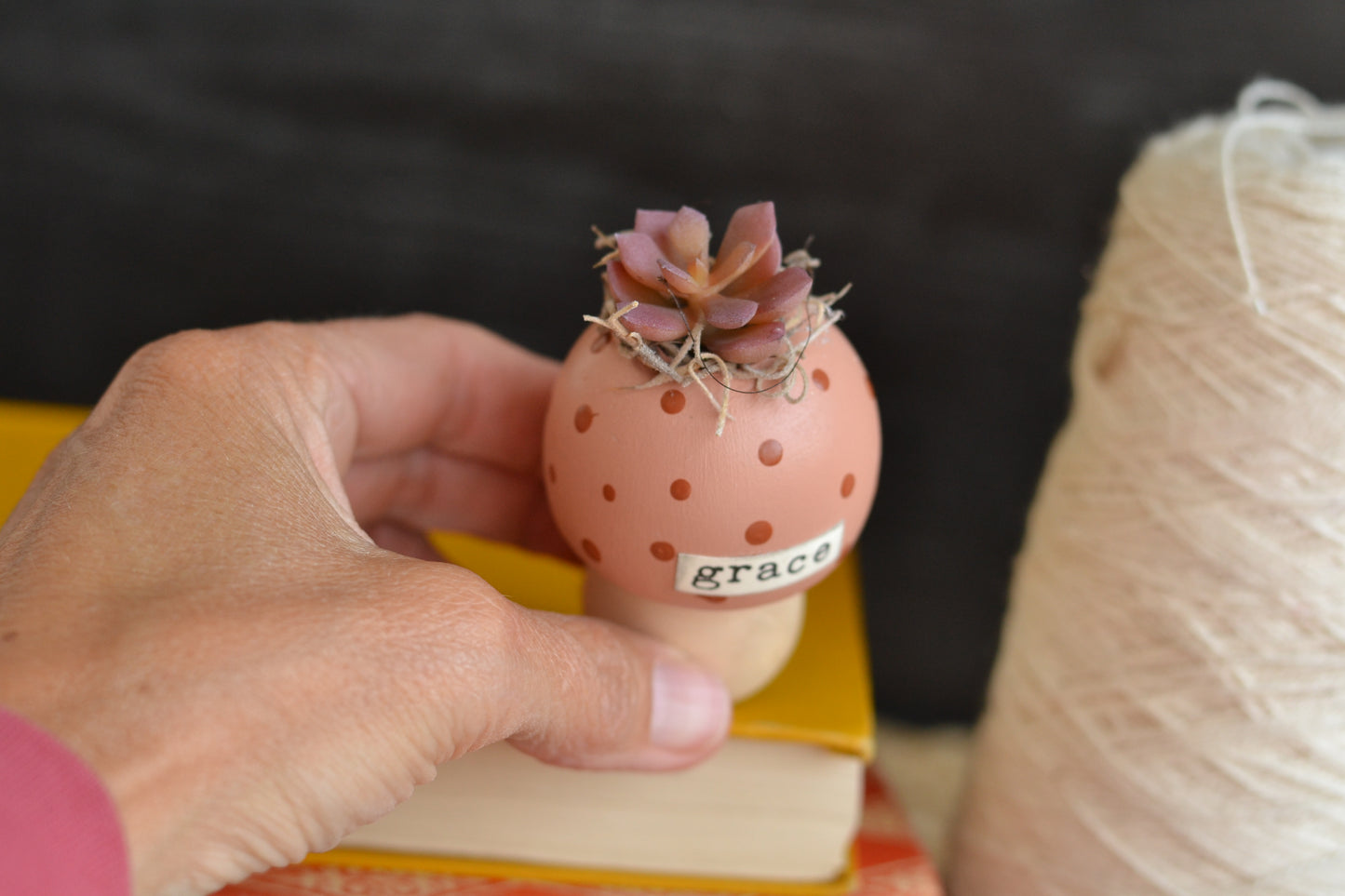 Blush Floral Wood Mushroom - Grace F20