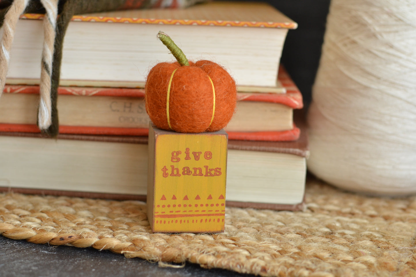 Give Thanks Pumpkin Sign