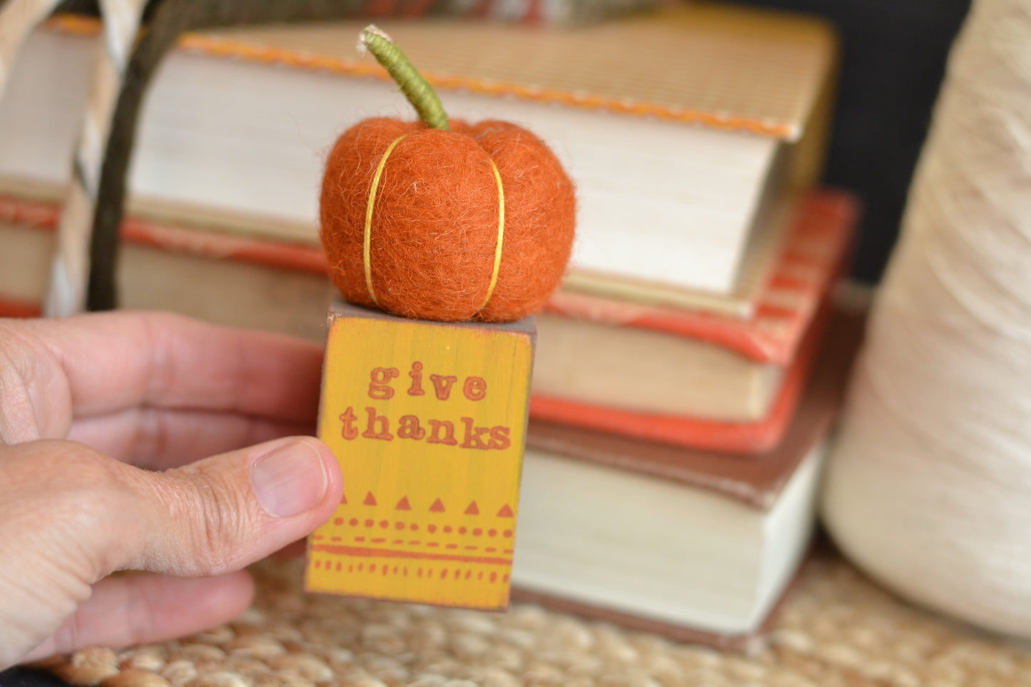 Give Thanks Pumpkin Sign