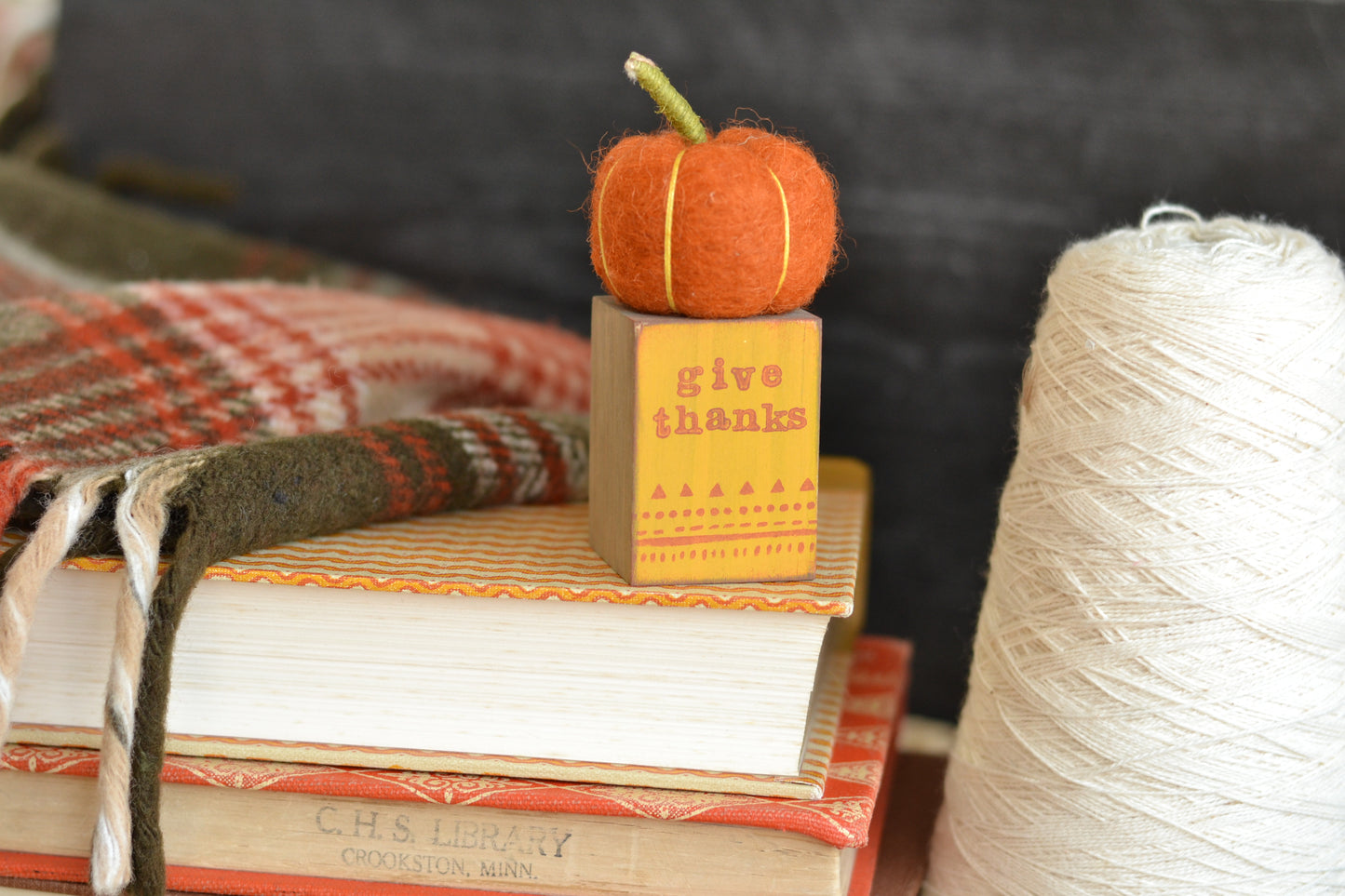 Give Thanks Pumpkin Sign