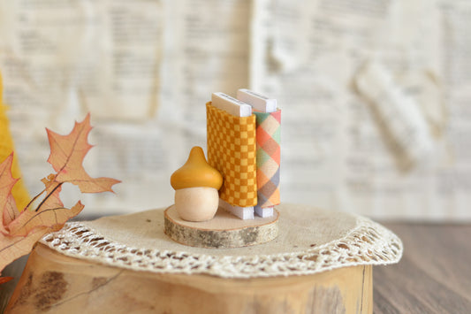 Mustard Gold Fall Mini Fabric Bolt Log Slice Sign M18