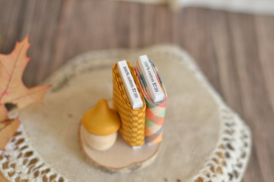 Mustard Gold Fall Mini Fabric Bolt Log Slice Sign M18