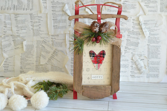 Sled Frame with Quilted Heart Canvas