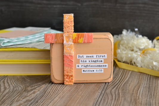 Peach Chunky Wood Sign - C22