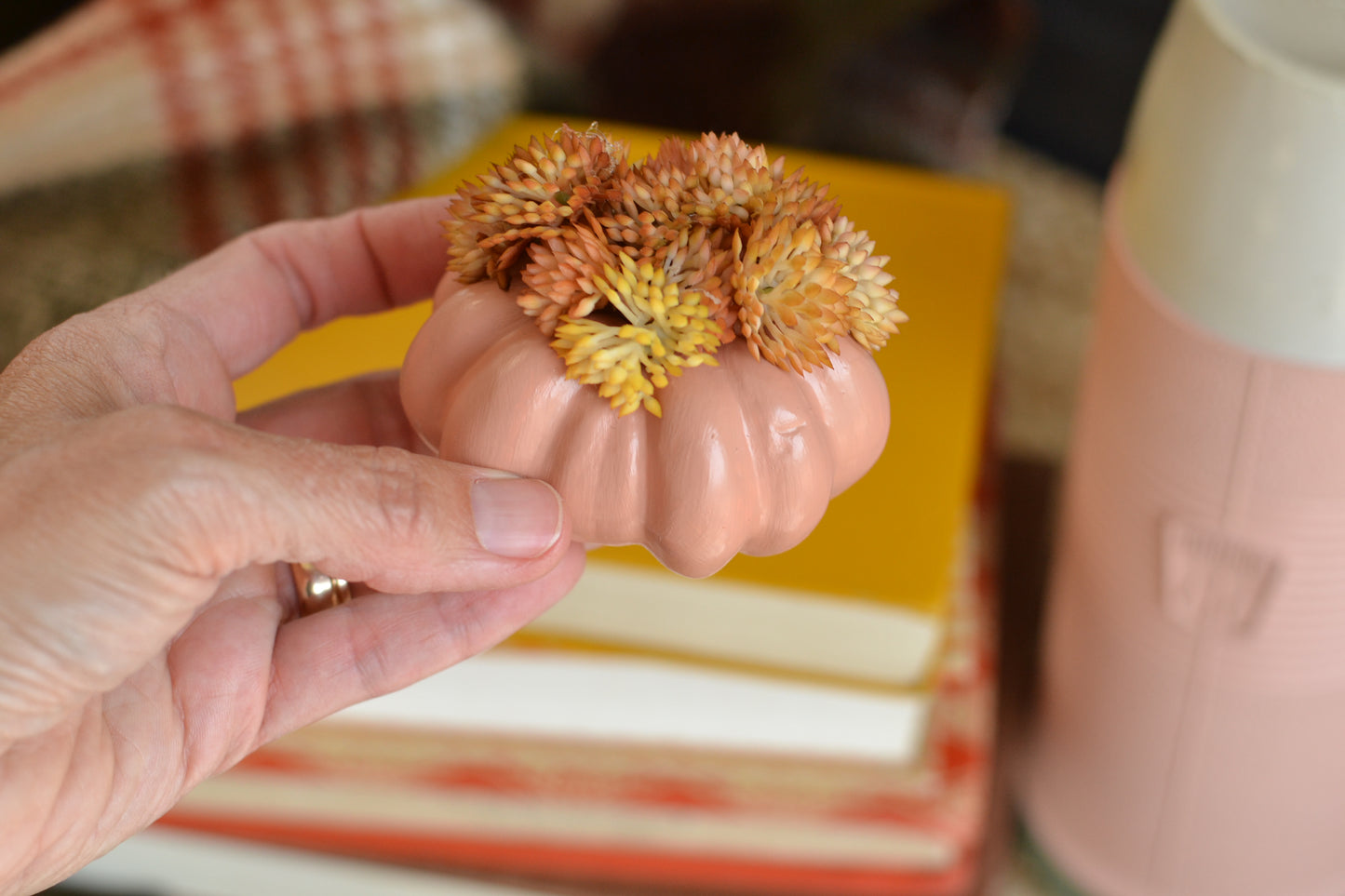 Autumn Floral Mini Blush Pumpkin