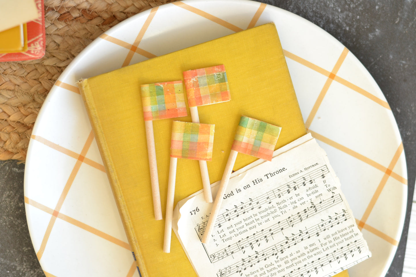 Mini Flag Set of FOUR - Fall Plaid
