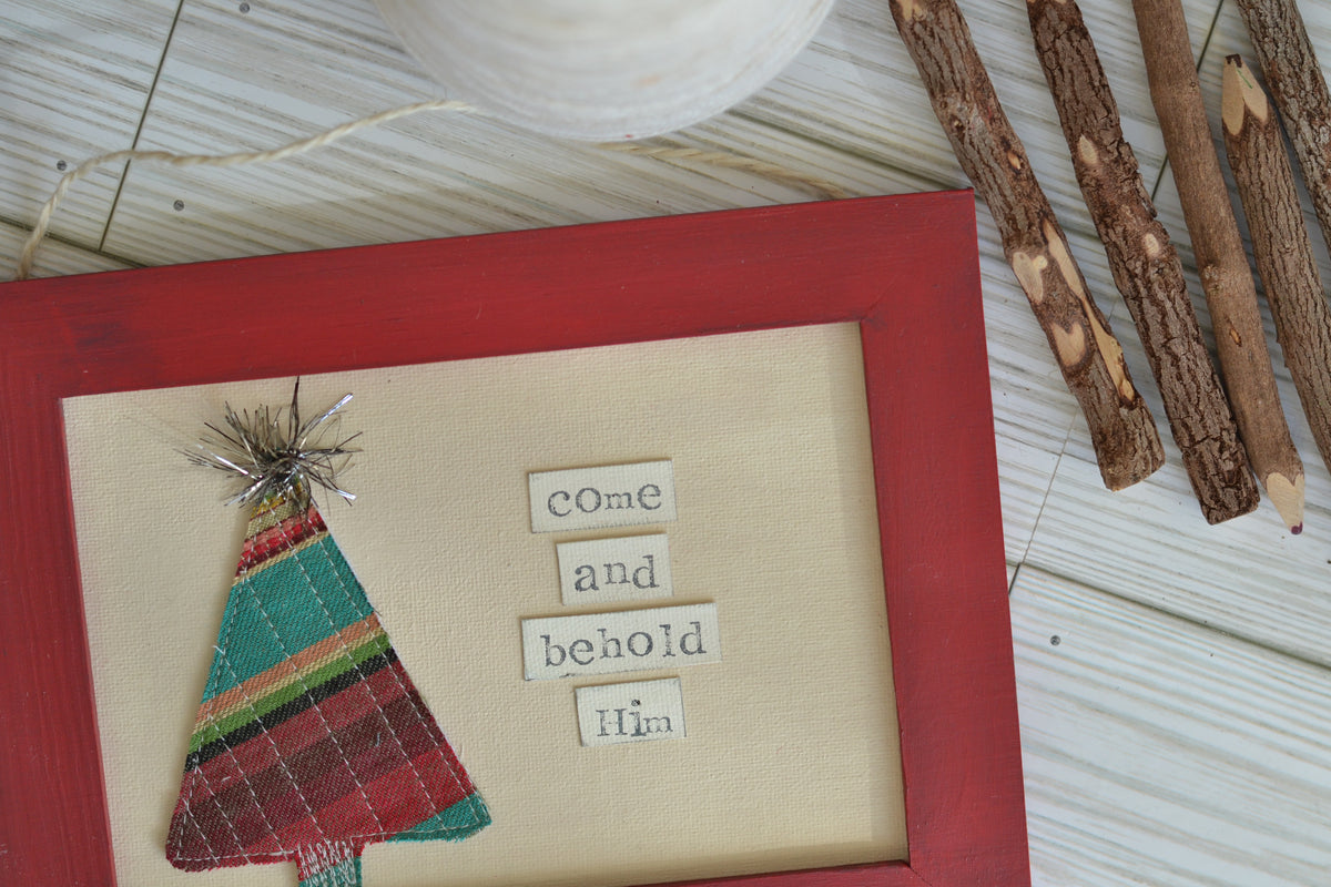 FRAMED Red Print and Frame - Come and Behold Him