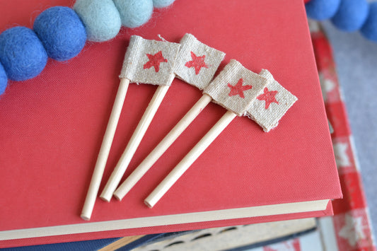 Mini Flags RED STAR - Set of FOUR