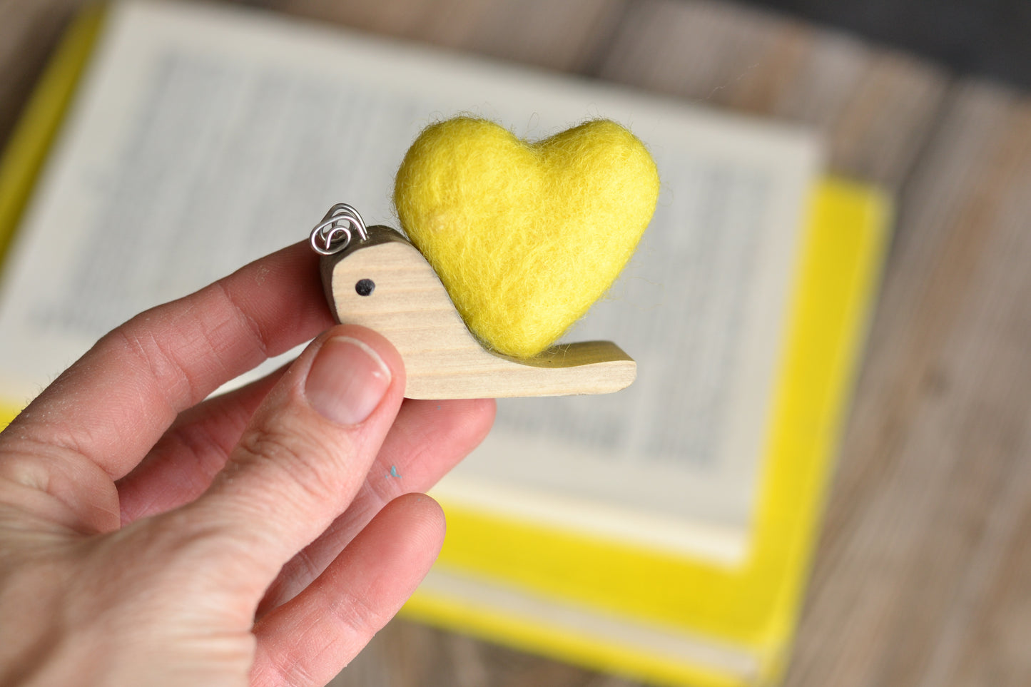 Yellow Felt Heart Snail