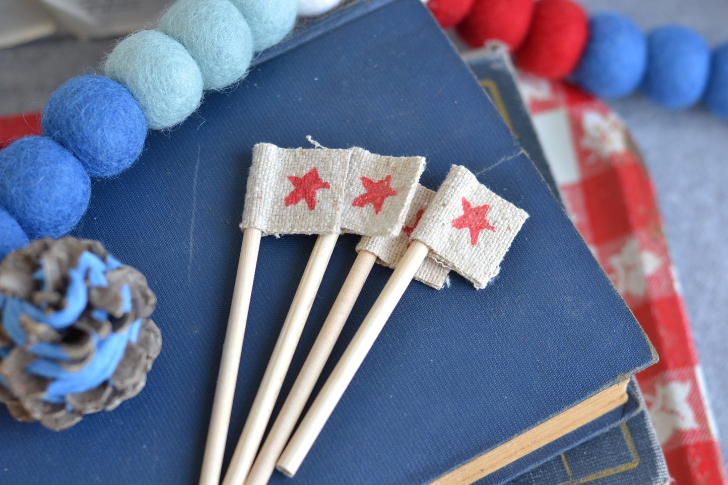 Mini Flags RED STAR - Set of FOUR