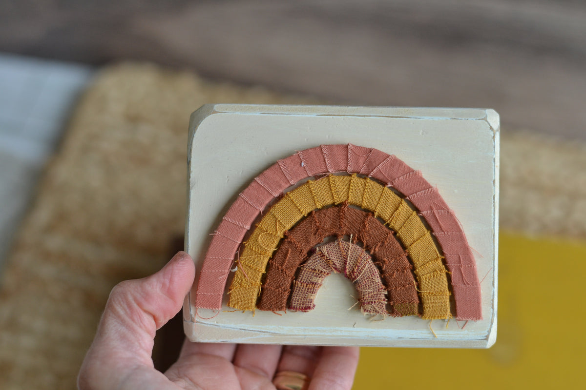 Rustic Fall Rainbow Wood Block - B17