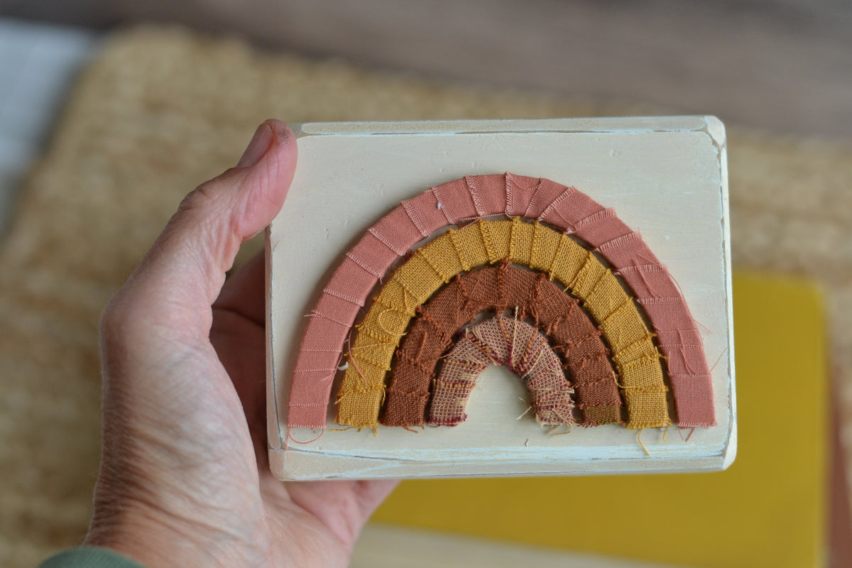 Rustic Fall Rainbow Wood Block - B17