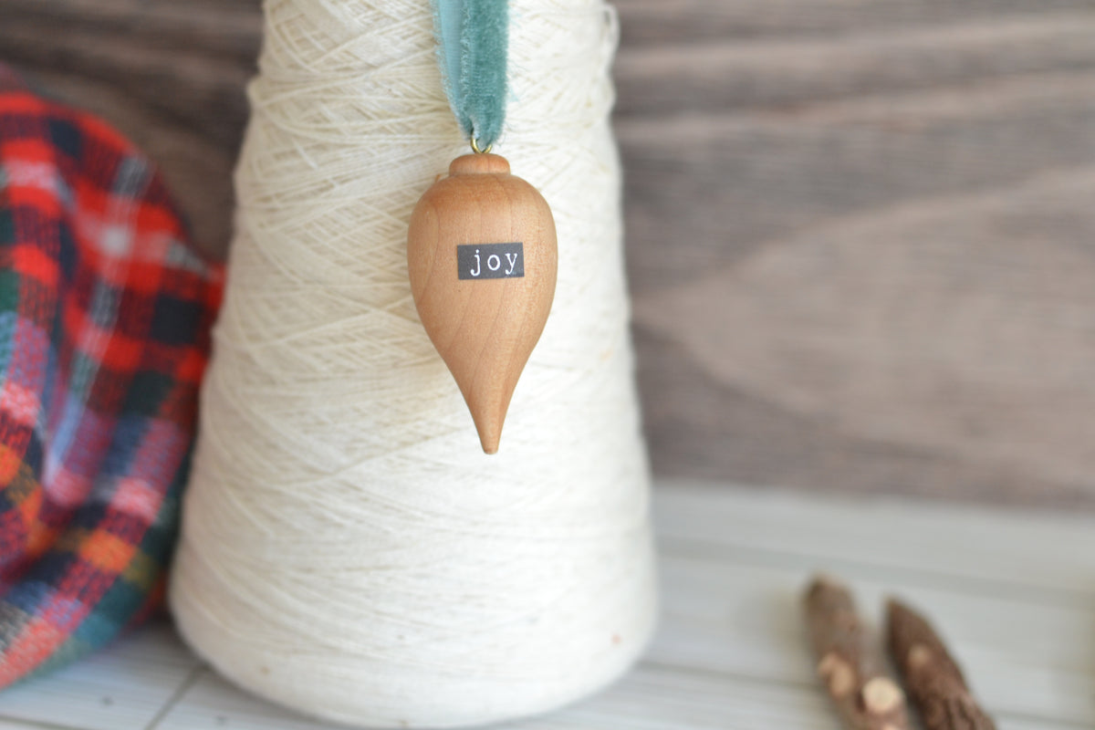 Wood Bulb JOY Ornament