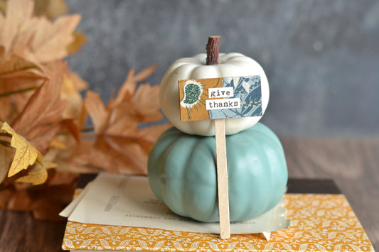 Stacked Blue + White Pumpkins - A18