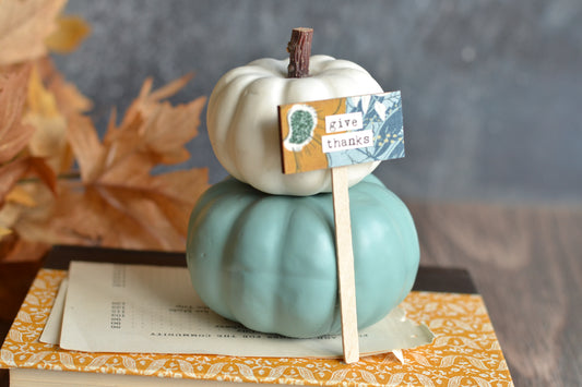 Stacked Blue + White Pumpkins - A18