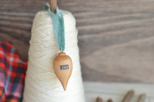 Wood Bulb JOY Ornament