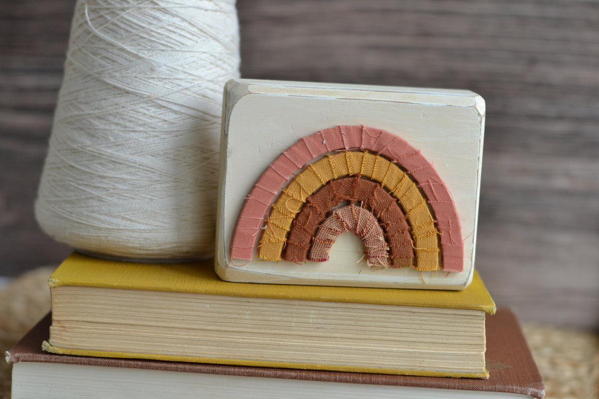 Rustic Fall Rainbow Wood Block - B17