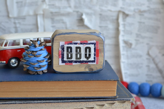 Wood Patriotic Sign BBQ