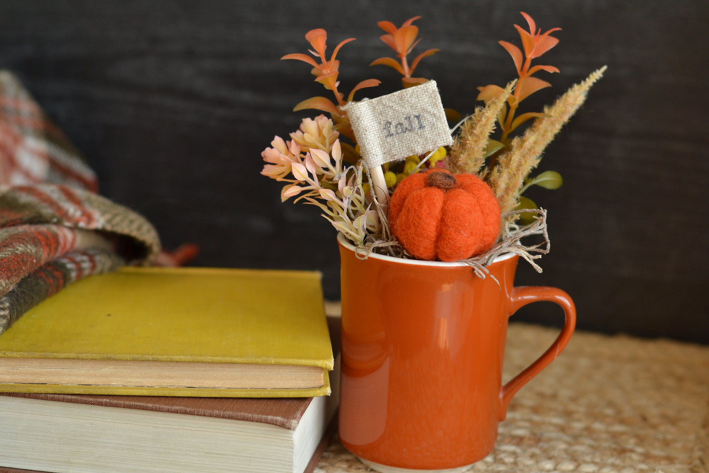 Autumn Orange Floral Large Mug